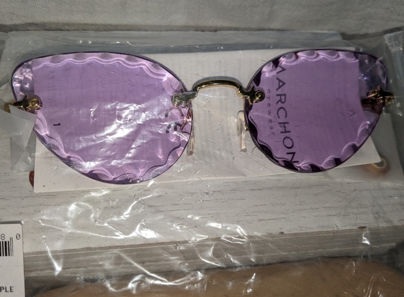 CHLOE Gold/Purple Cat Eye Sunglasses - Picture 7 of 9